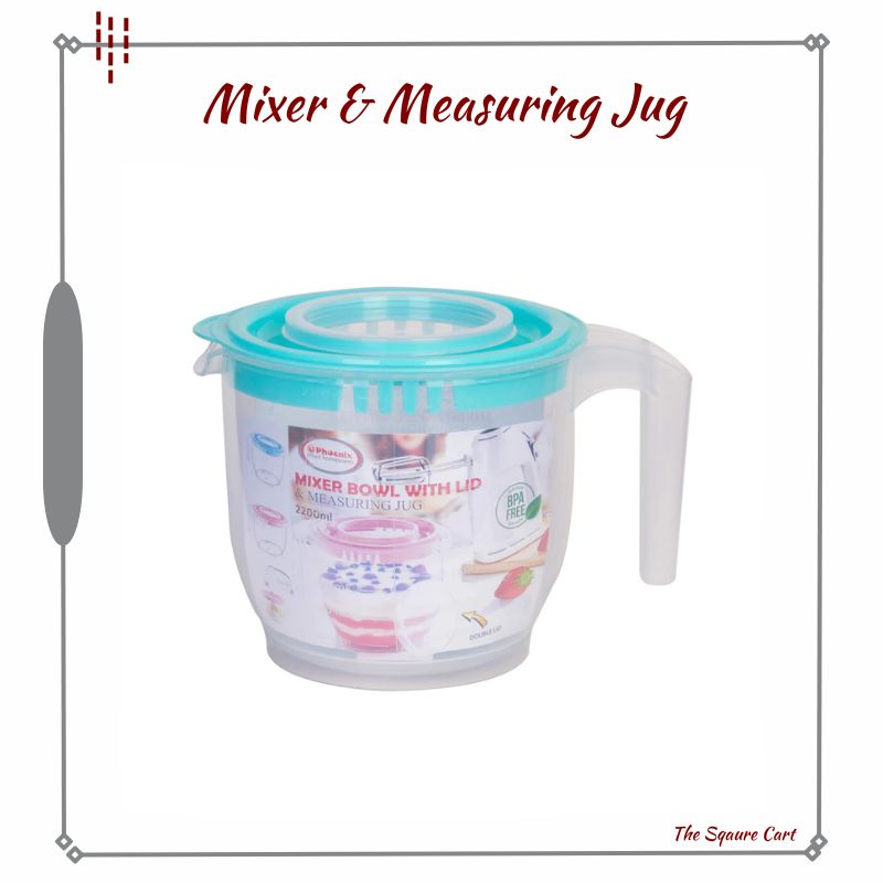 Easily Measure and Mix with Quality Kitchenware - thesquarescart.com Discover the ultimate convenience in your kitchen with our range of quality measuring jugs and mixers. We understand the importance of accurate measurements and hassle-free mixing, and that's why we bring you a selection that caters to your needs. Transparent Measuring Jug with ml and Cups Accurate measurements are at your fingertips with our transparent measuring jug. The markings in milliliters and cups make it easy to gauge the quantity precisely. No more guesswork – just precise measurements for your recipes. Extra Lid for Mixer/Beater - Avoid Spillage Tired of spills while mixing? Our mixer jug comes with an extra lid that prevents any unwanted mess. Say goodbye to messy countertops and hello to seamless baking and cooking. Quality Measuring Cups for Precision For those intricate recipes, our quality measuring cups ensure you get the right amounts every time. Baking and cooking become a breeze with our reliable tools. Mixing Bowl with Lid - Convenience Redefined Our mixing bowl comes with a double lid for efficient mixing and storage. Enjoy the flexibility of transitioning from mixing to storing without any hassle. COD (Cash on Delivery) - Pay with Confidence Worried about online payments? We offer COD, so you can check the parcel and then pay. Your satisfaction is our priority. Whitefurze 3.5 Pint Plastic Jug - Your Kitchen Essential In need of a sturdy jug? Our Whitefurze plastic jug is here to serve. With colored shaped handles, it's a perfect blend of functionality and style. Get the best rates on measuring jugs in Karachi, Lahore, Multan, Sialkot, Islamabad, Faisalabad, and all across Pakistan. We offer quality and excellence in kitchen appliances and household items. With express shipping, your kitchen upgrade is just a click away. Remember, first check the parcel, and then pay. This is the trust we bring to your online shopping experience. Embrace precise measurements and convenient mixing today! Explore Measuring Jug Set - Your Kitchen Companion. 